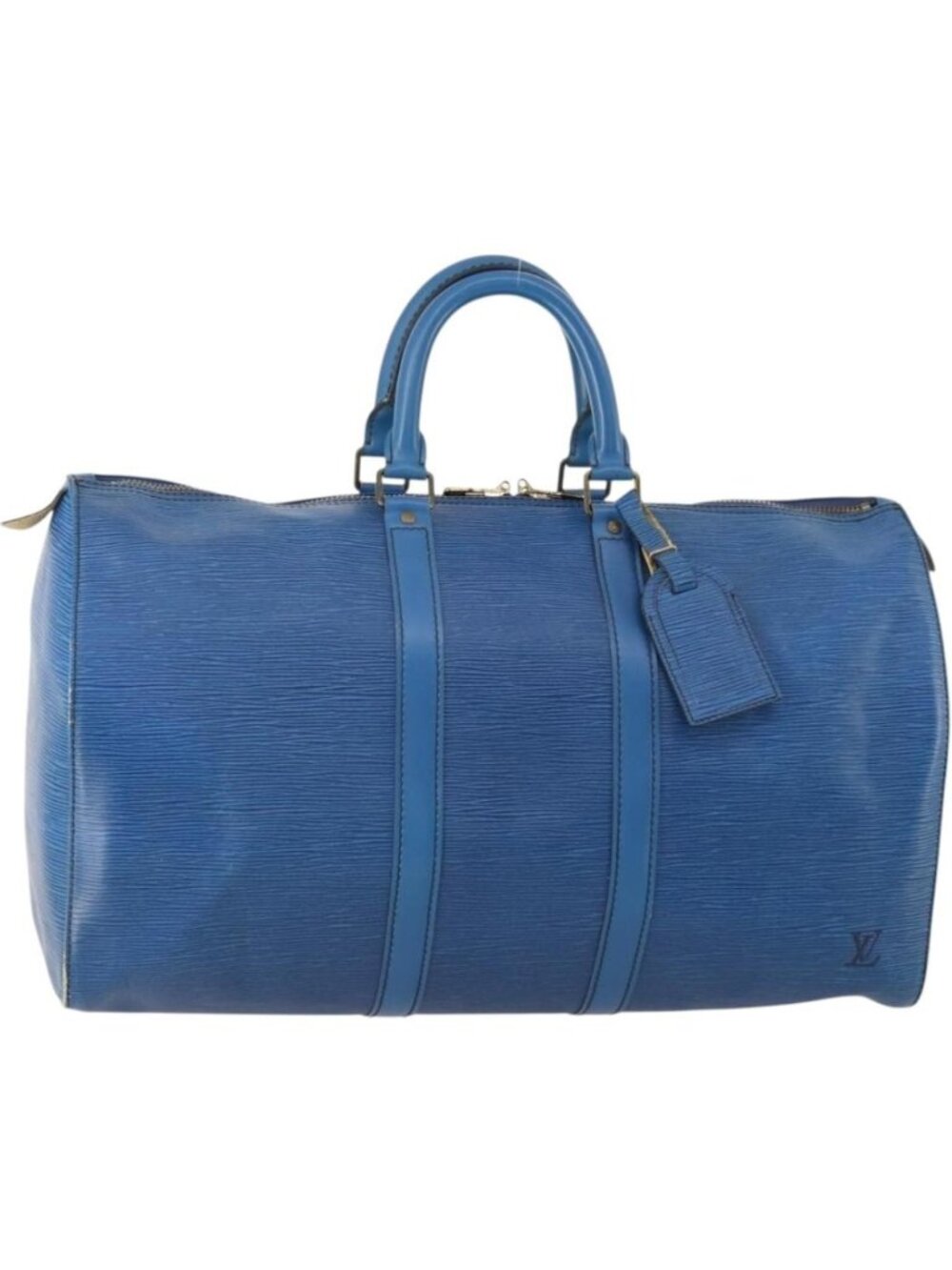 LOUIS VUITTON Epi Keepall 45 Boston Bag Blue M42975